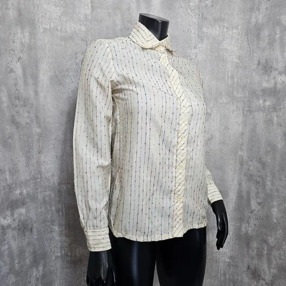 Vintage‎ Contessa Monique Florence Alper 70s Rainbow Stripe Blouse Button Front - Picture 4 of 10